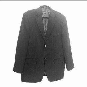 Cordovan & Grey Black Faux Fur Jacket Sport Coat Size 42L Single Breasted Blazer